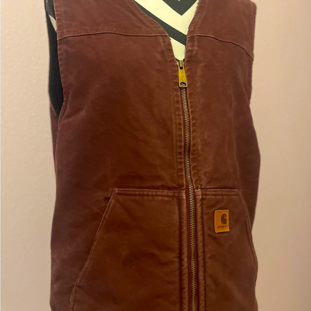 Carhartt Men's Sherpa-Lined Mock Neck Vest Rust